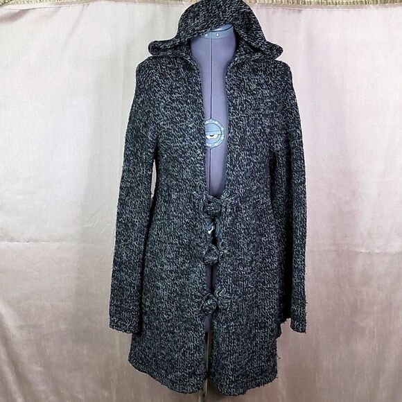 SOPHIA MAX Black and White Hooded Cardigan Sweater Size Small - Picture 1 of 8